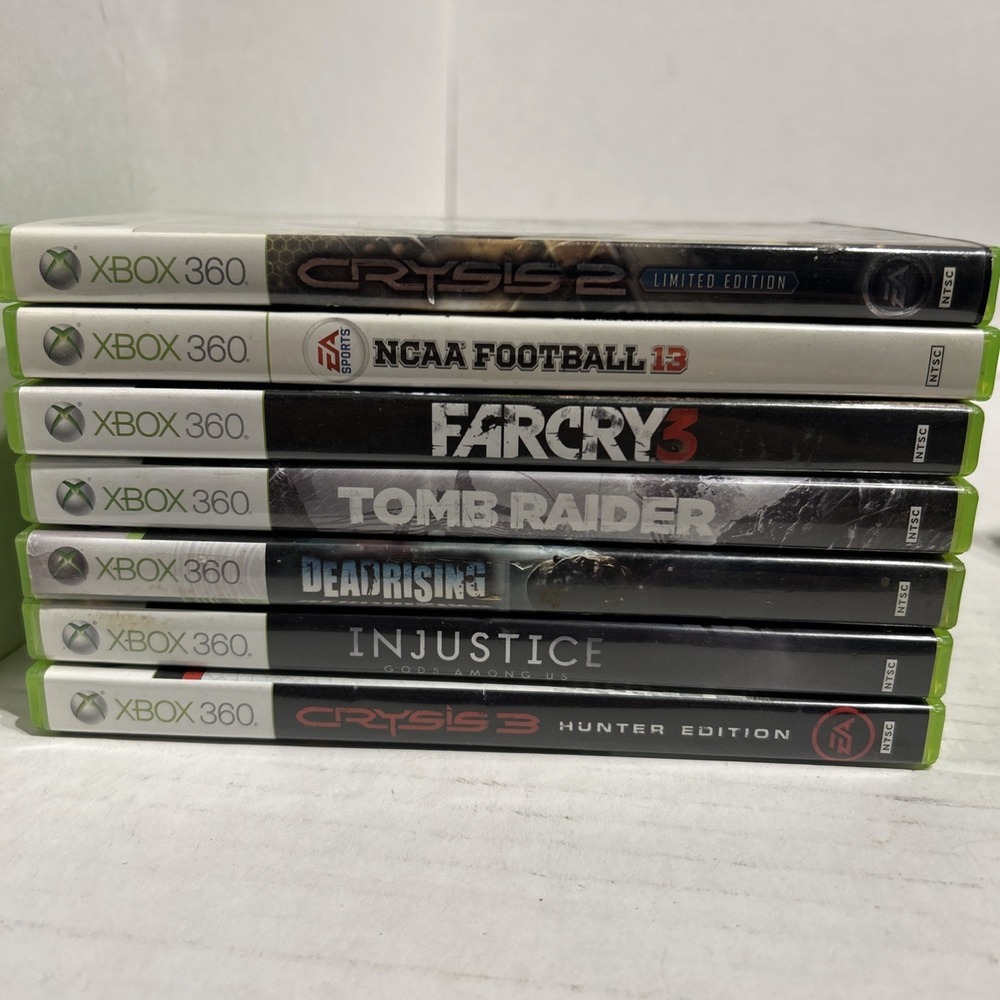 Microsoft Xbox 360 Video Game Lot Crysis, Tomb Raider, Farcry, Injustice